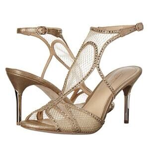 NEW Imagine Vince Camuto Formal Wedding Gold Mesh Heels Sandals Size 8 38 M